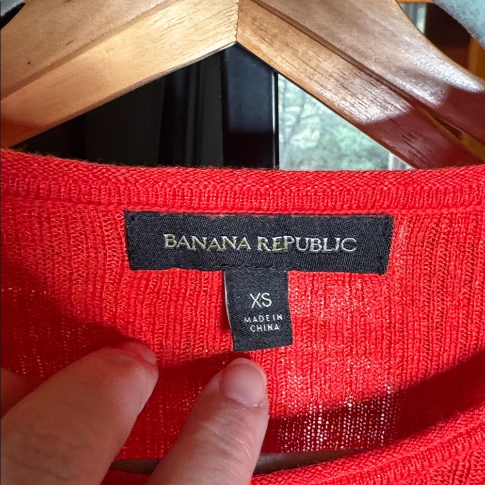 Banana Republic Linen Blend Sweater XS Red Oversized Lightweight Summer Knit - Picture 3 of 10